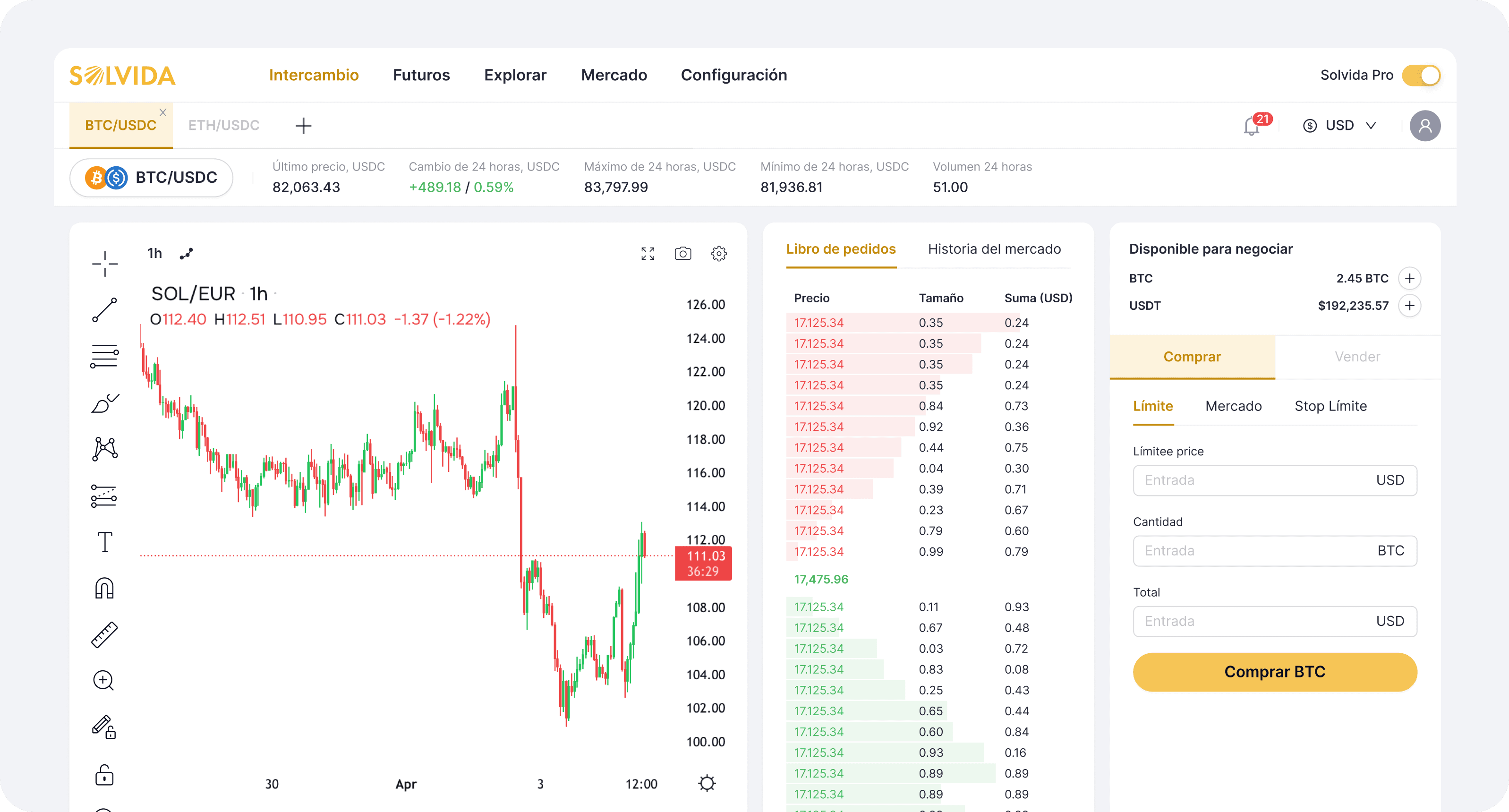 Solvida dashboard preview